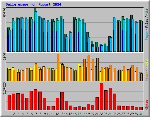 Daily usage for August 2024